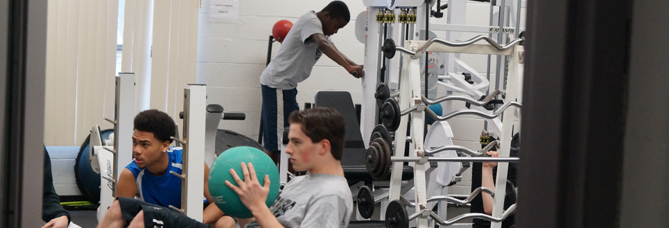 Students working out in a fitness room